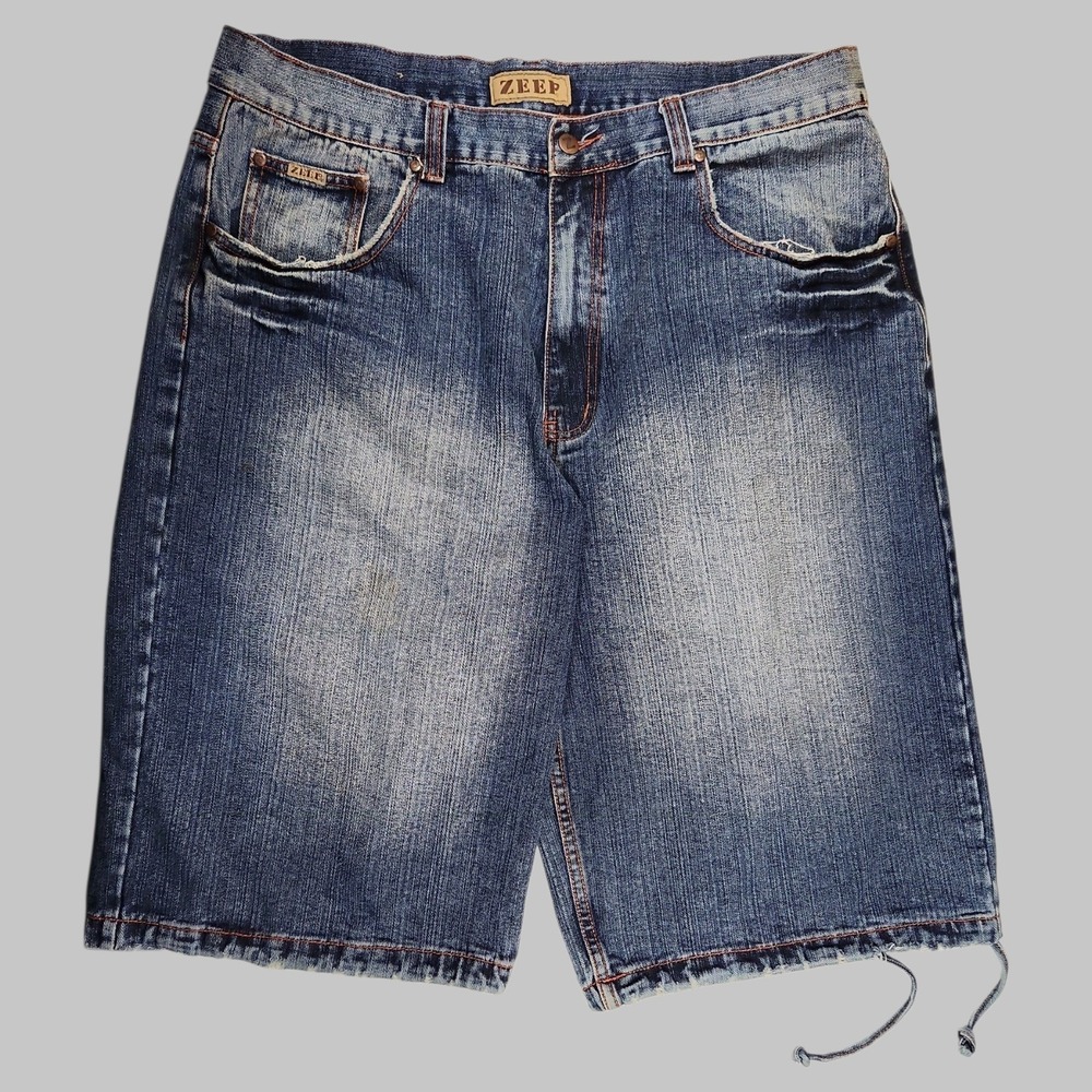 Zeep Shorts Mens 42 Blue Super Baggy Denim Hip Hop Grunge Skater Y2K Vintage